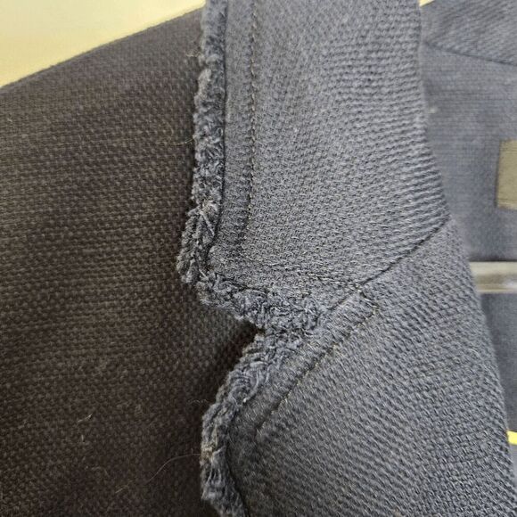 Talbots 2 Buttons Cotton Fringed Blazer Denim Stretch Jacket Career Women's Blue - Picture 3 of 5